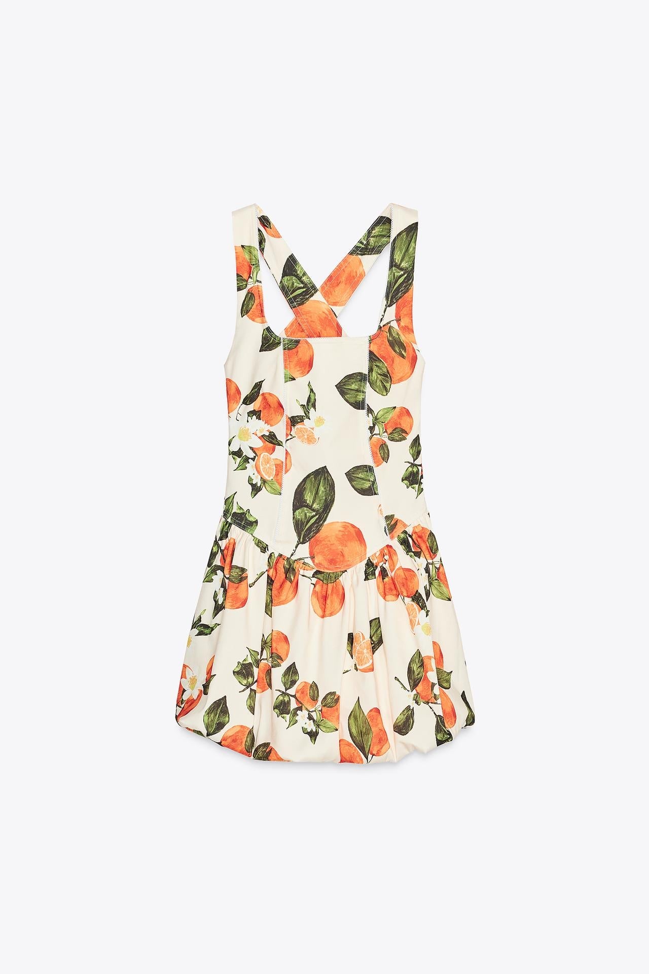 TANGERINE ORANGE PRINT BUBBLE DRESS