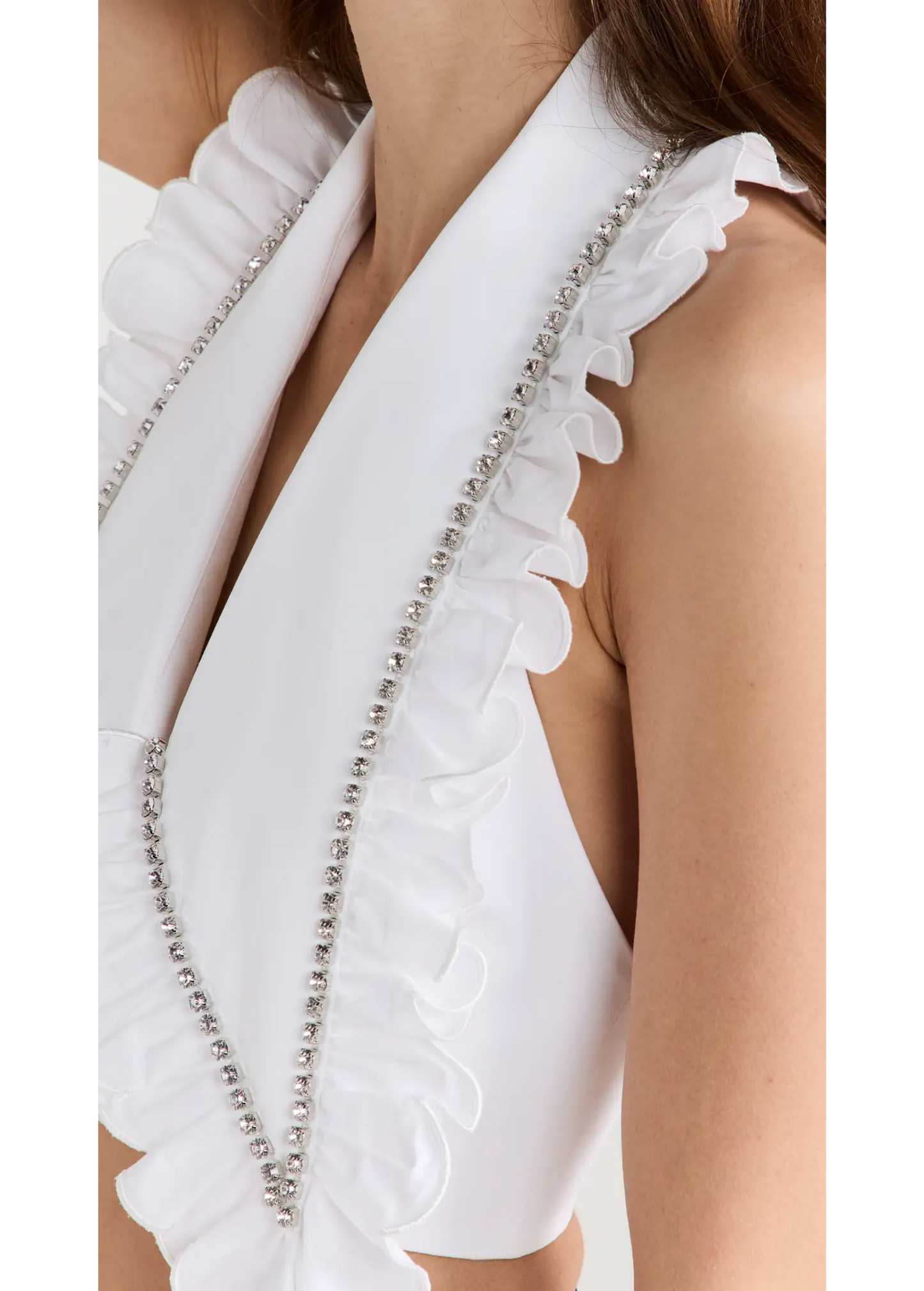 RHINESTONE WORK POPLIN TOP