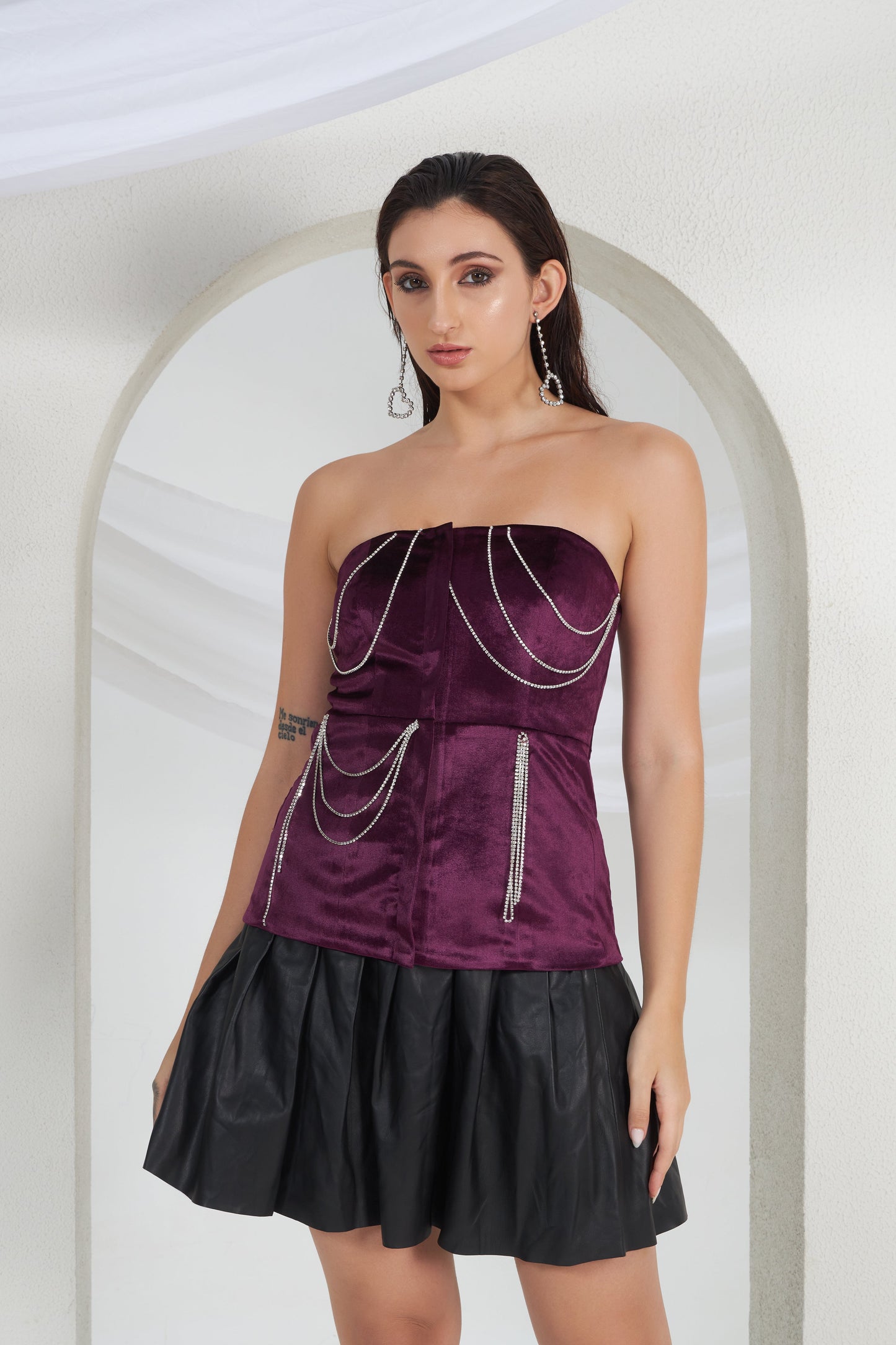 DIAMOND DECOR VOILET VELVET TOP