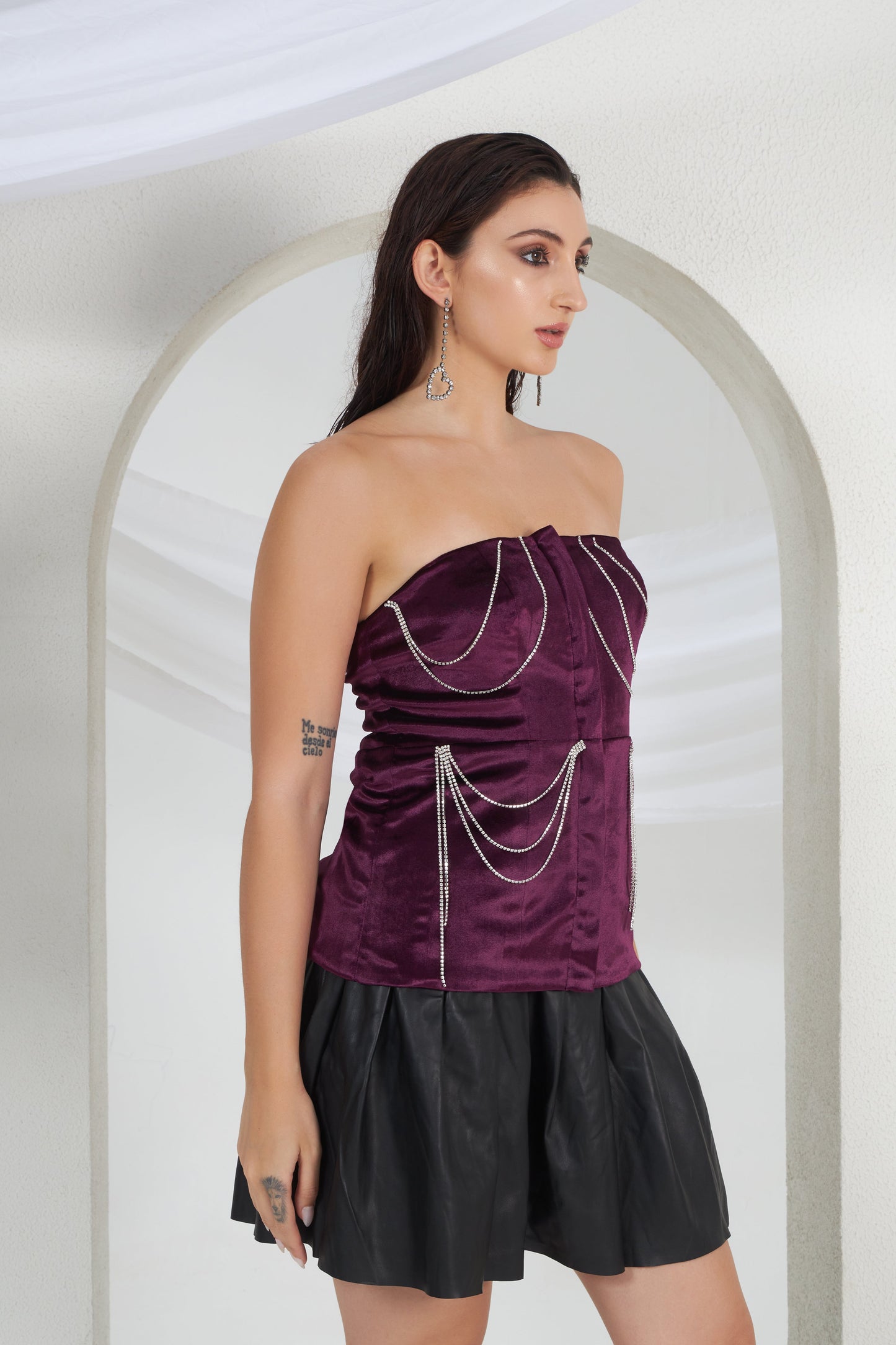 DIAMOND DECOR VOILET VELVET TOP