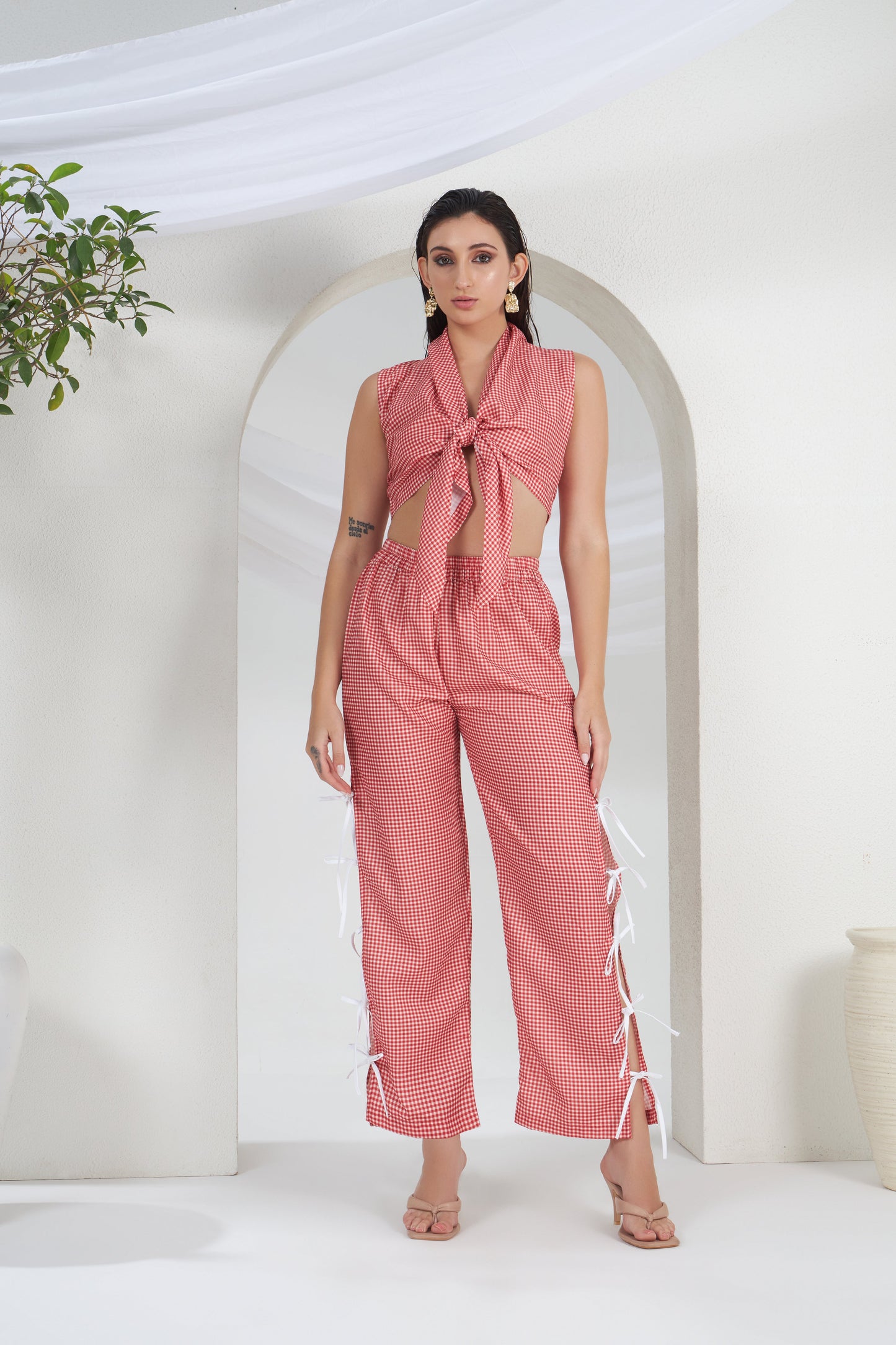 GINGHAM TIE UP CO-ORD