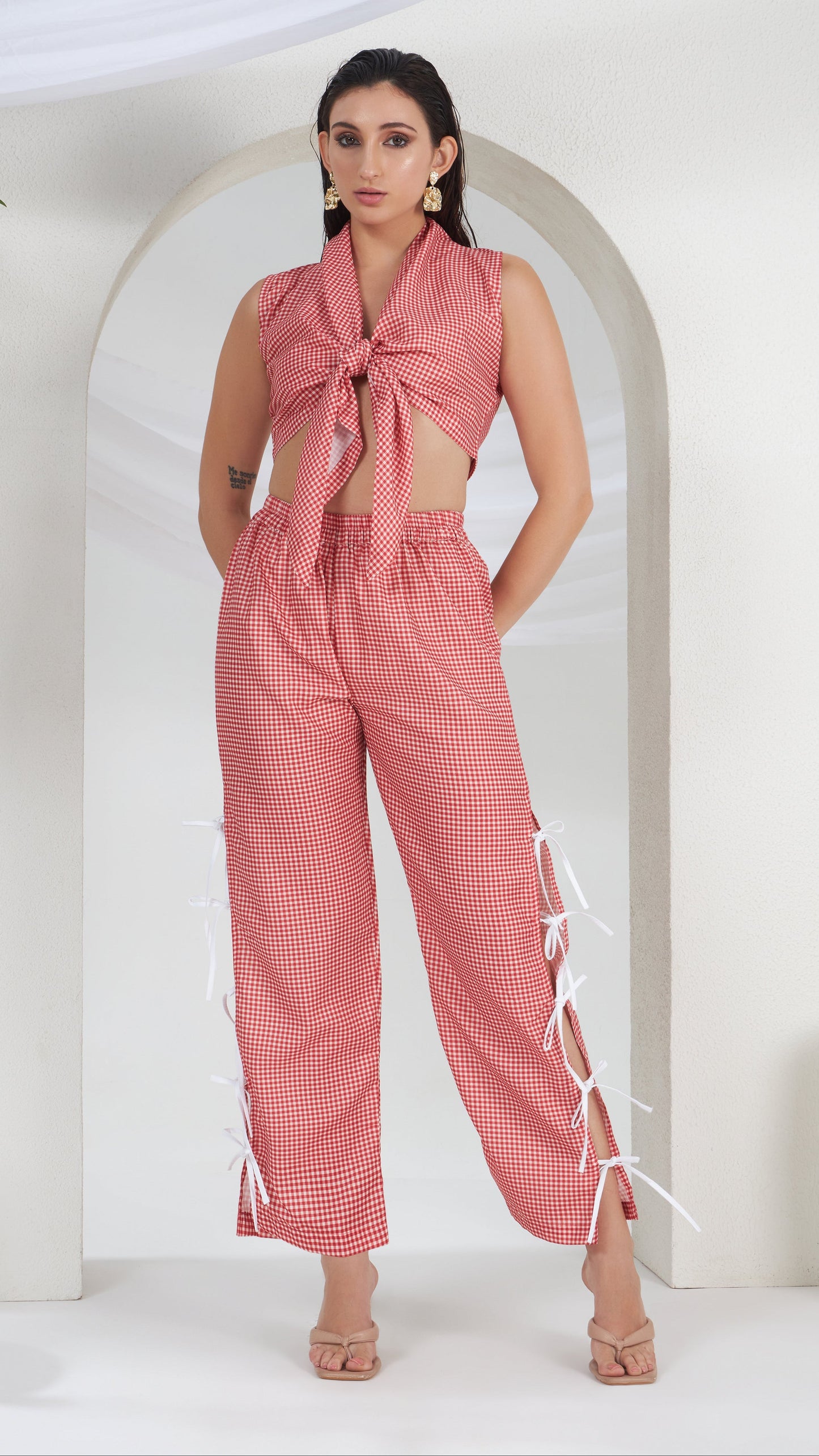 GINGHAM TIE UP CO-ORD