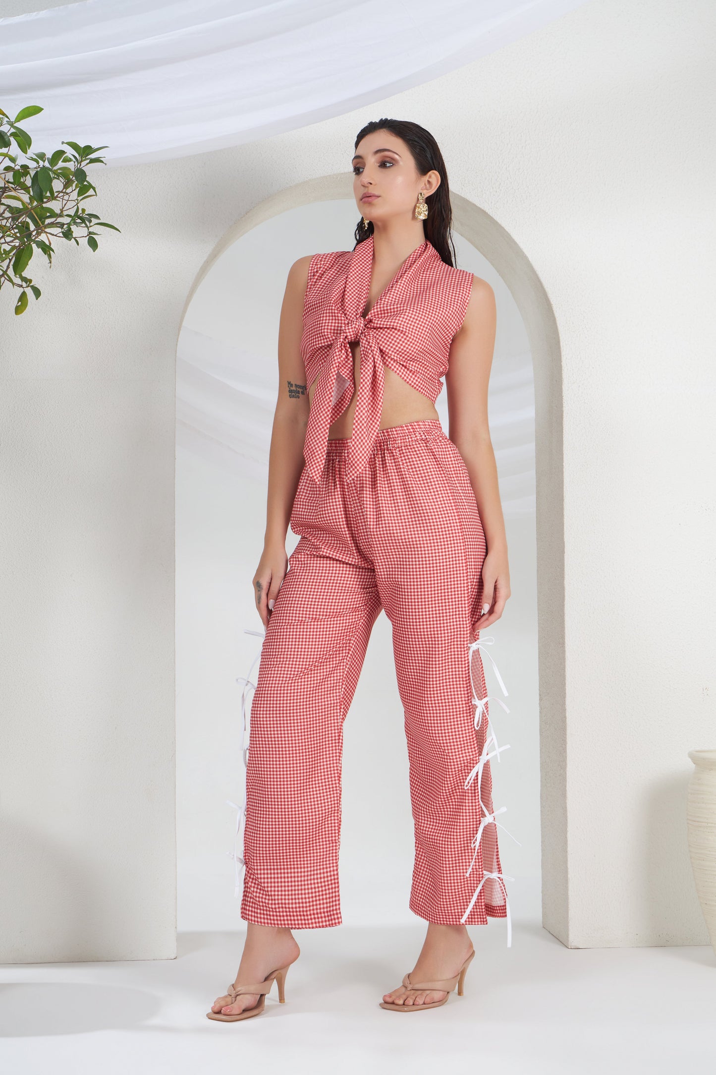 GINGHAM TIE UP CO-ORD