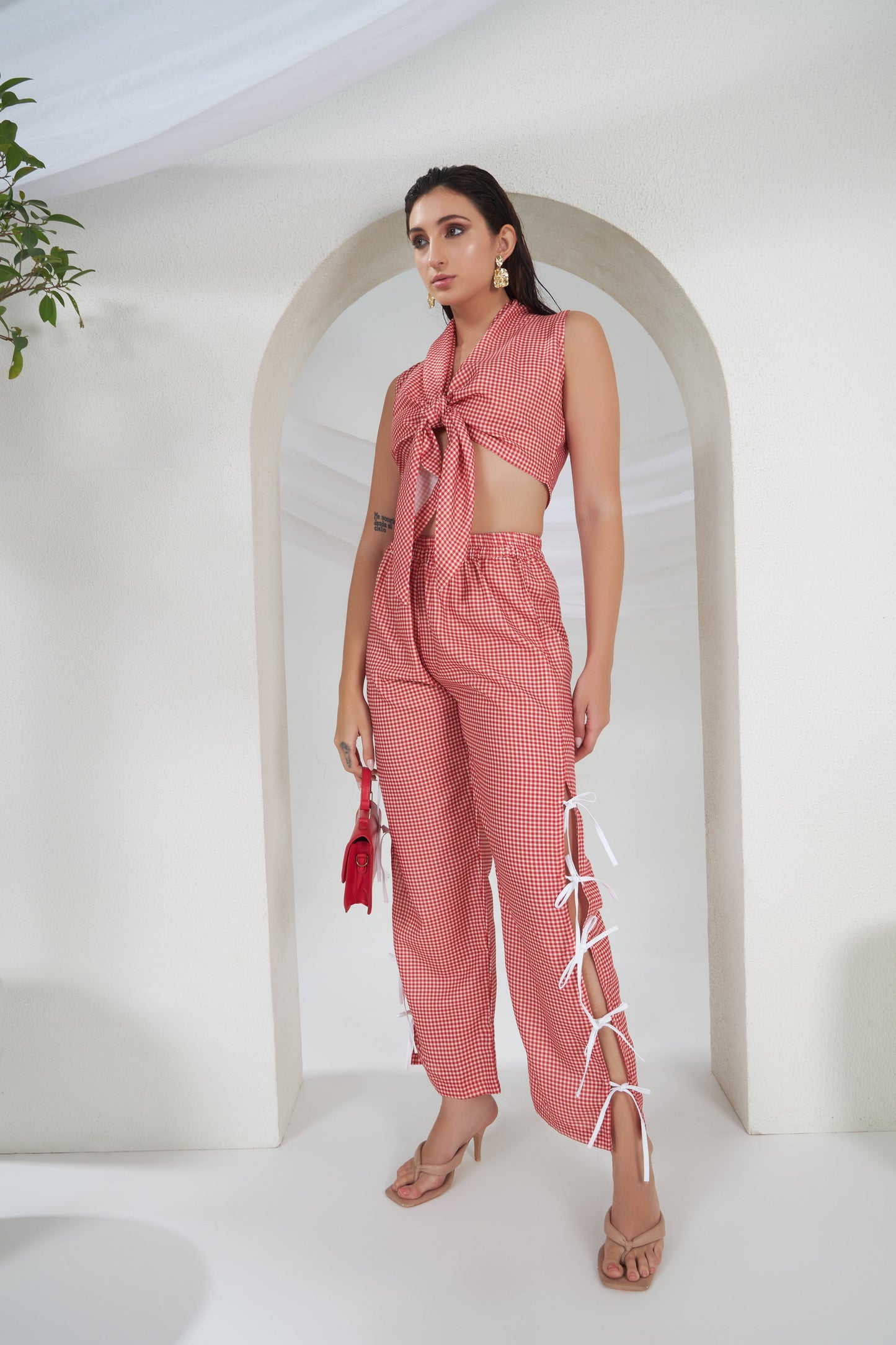 GINGHAM TIE UP CO-ORD