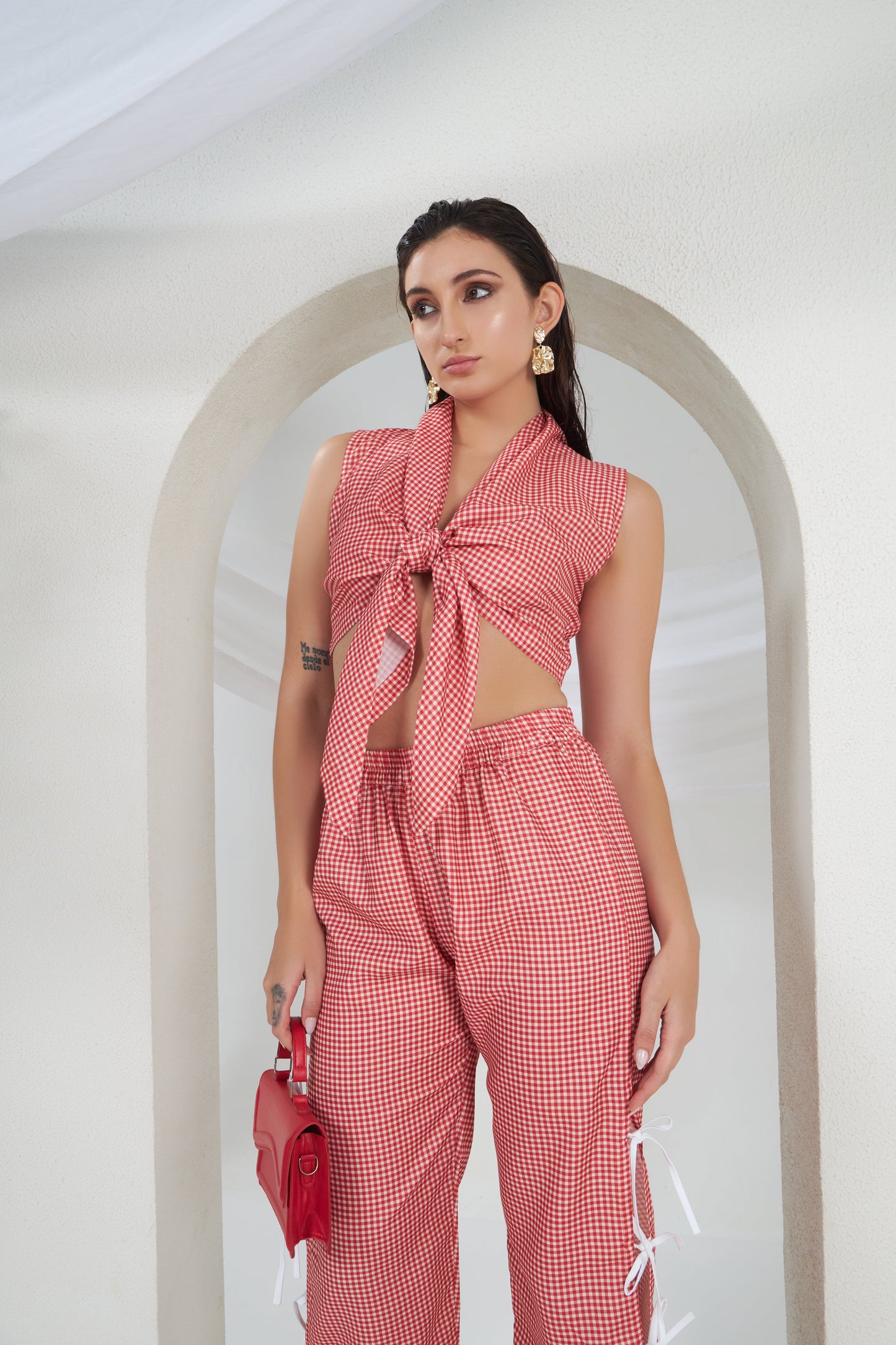 GINGHAM TIE UP CO-ORD