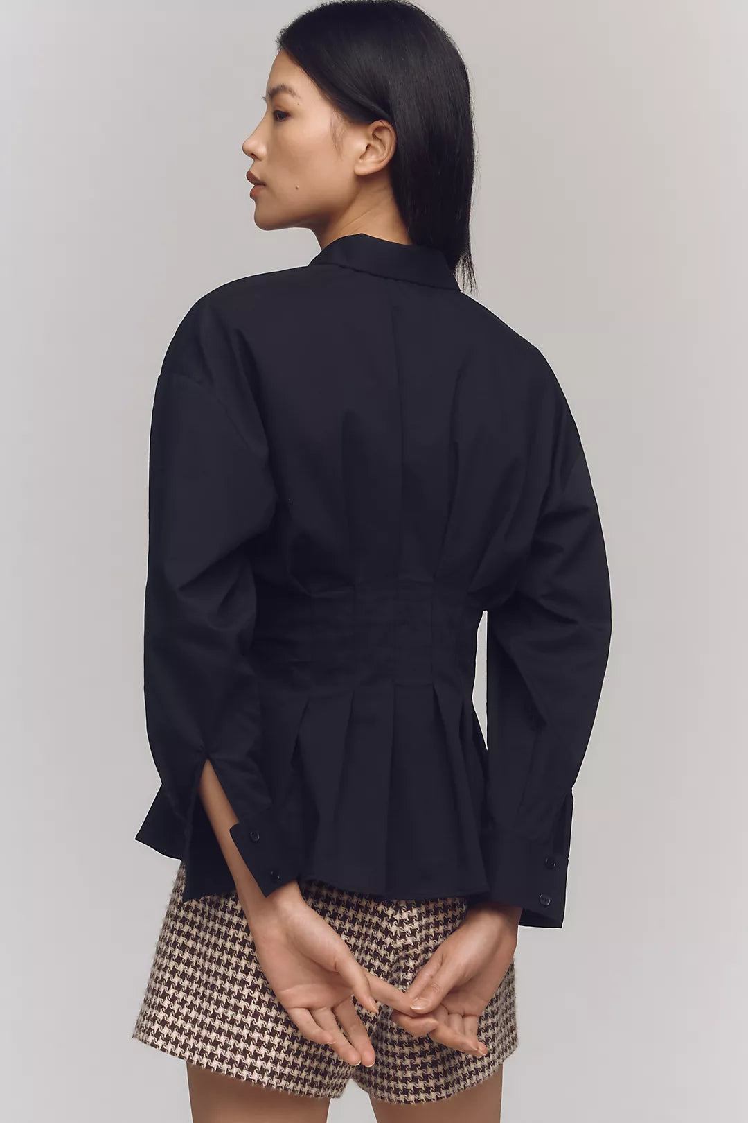 PLEATED EMBELLISHED BLOUSE SHIRT