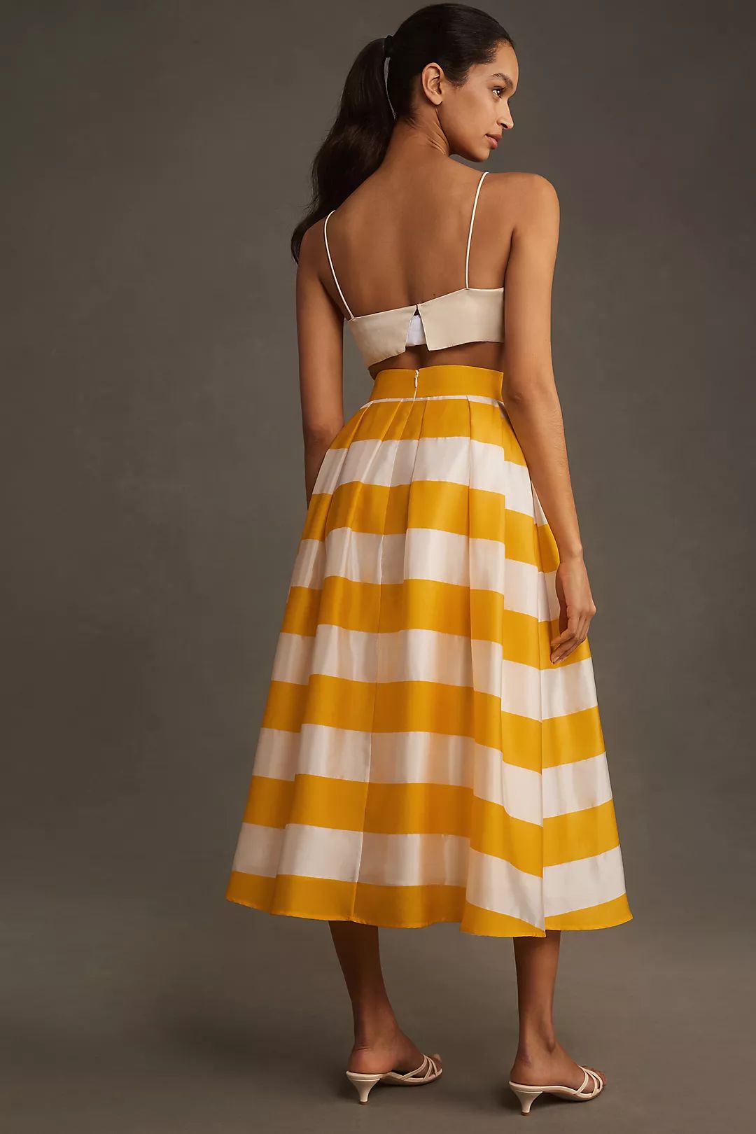 STRIPED MIDI SKIRT