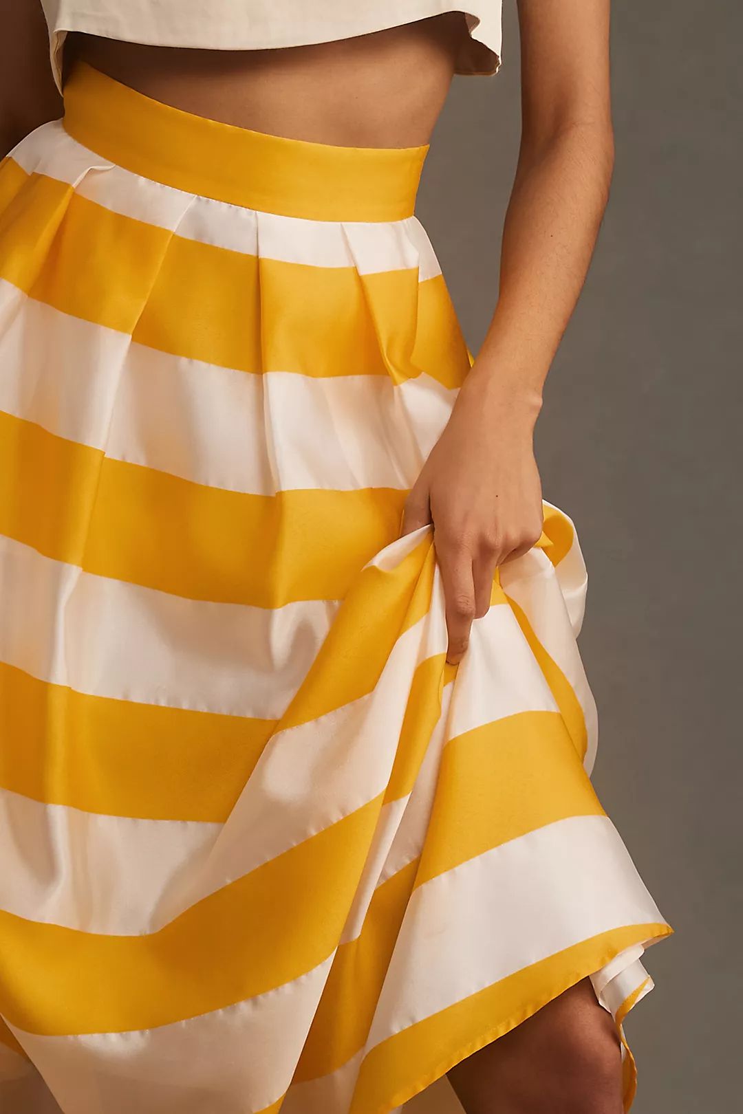 STRIPED MIDI SKIRT