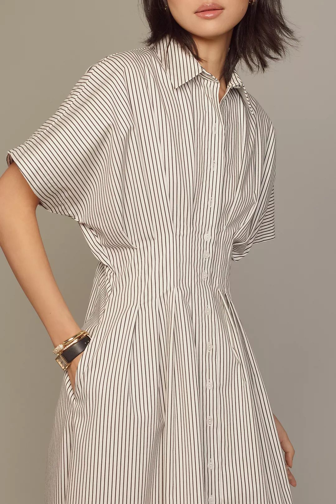 STRIPED TOBIE PLEATED WAIST DRESS