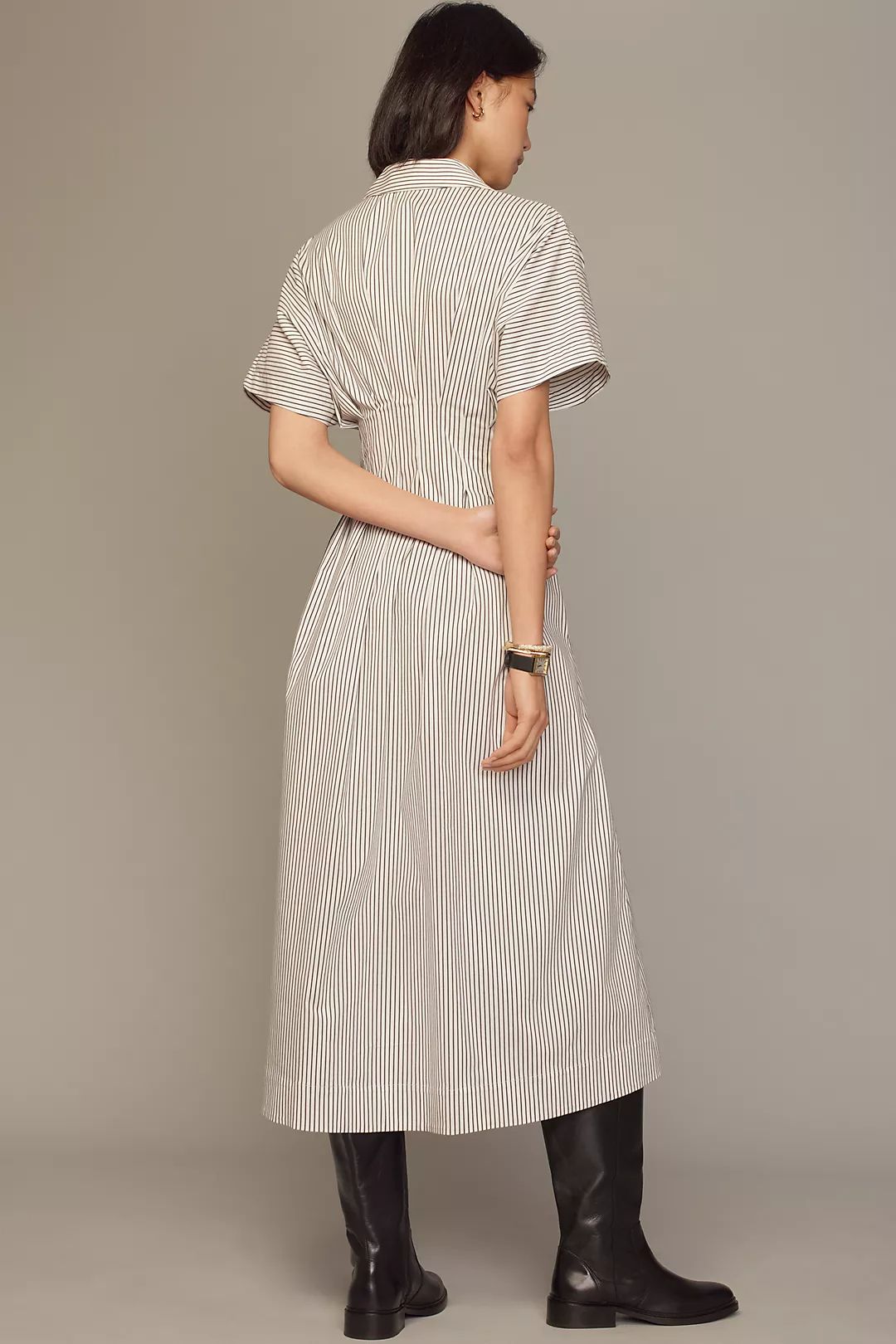 STRIPED TOBIE PLEATED WAIST DRESS