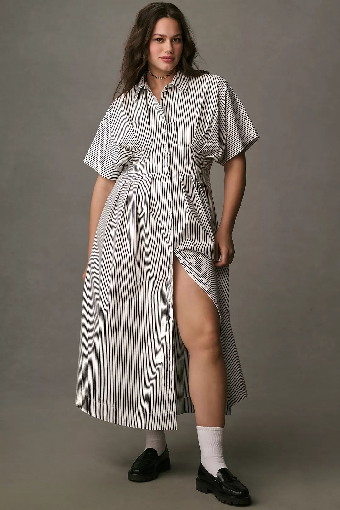 STRIPED TOBIE PLEATED WAIST DRESS