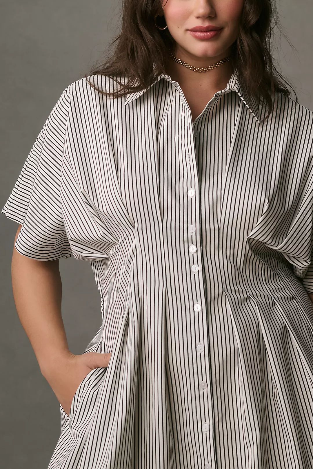 STRIPED TOBIE PLEATED WAIST DRESS