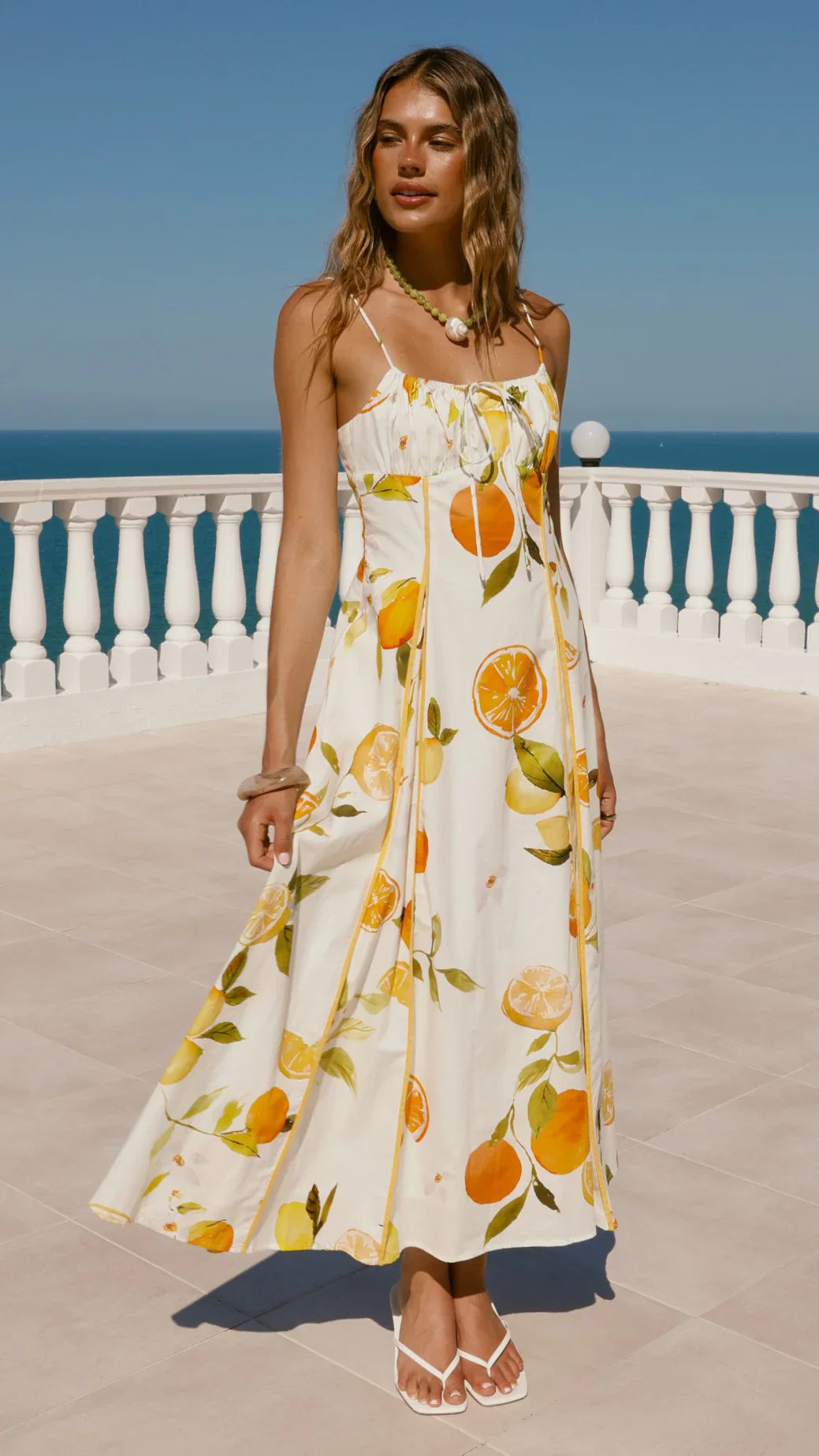 LEMON ORANGE PRINT MAXI DRESS