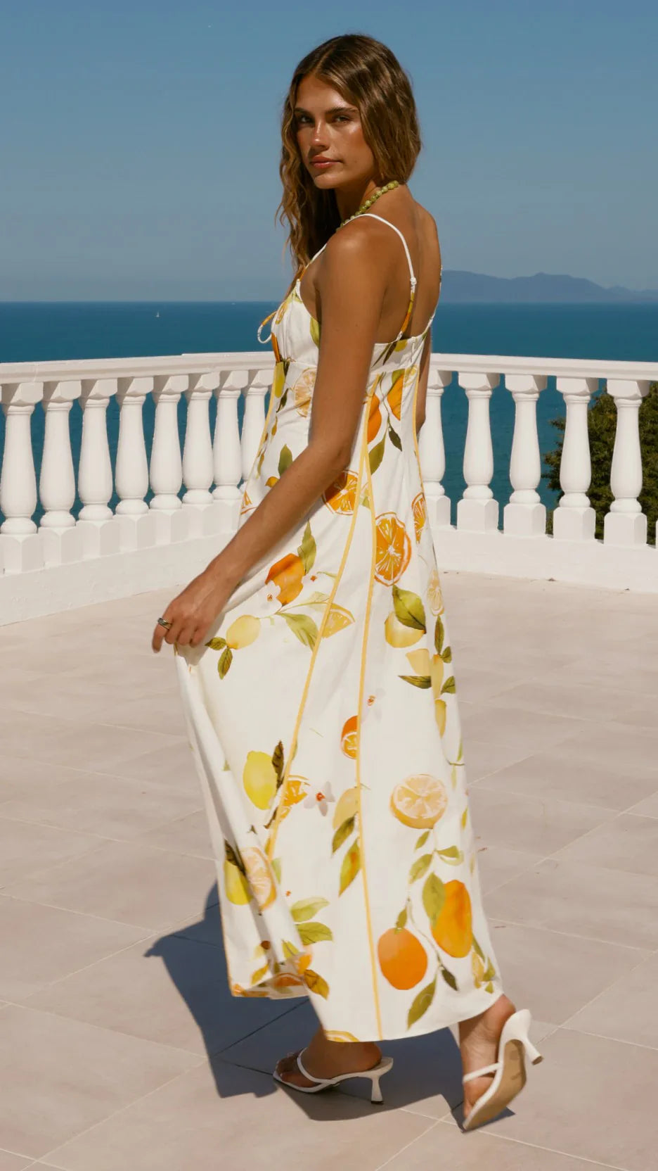 LEMON ORANGE PRINT MAXI DRESS
