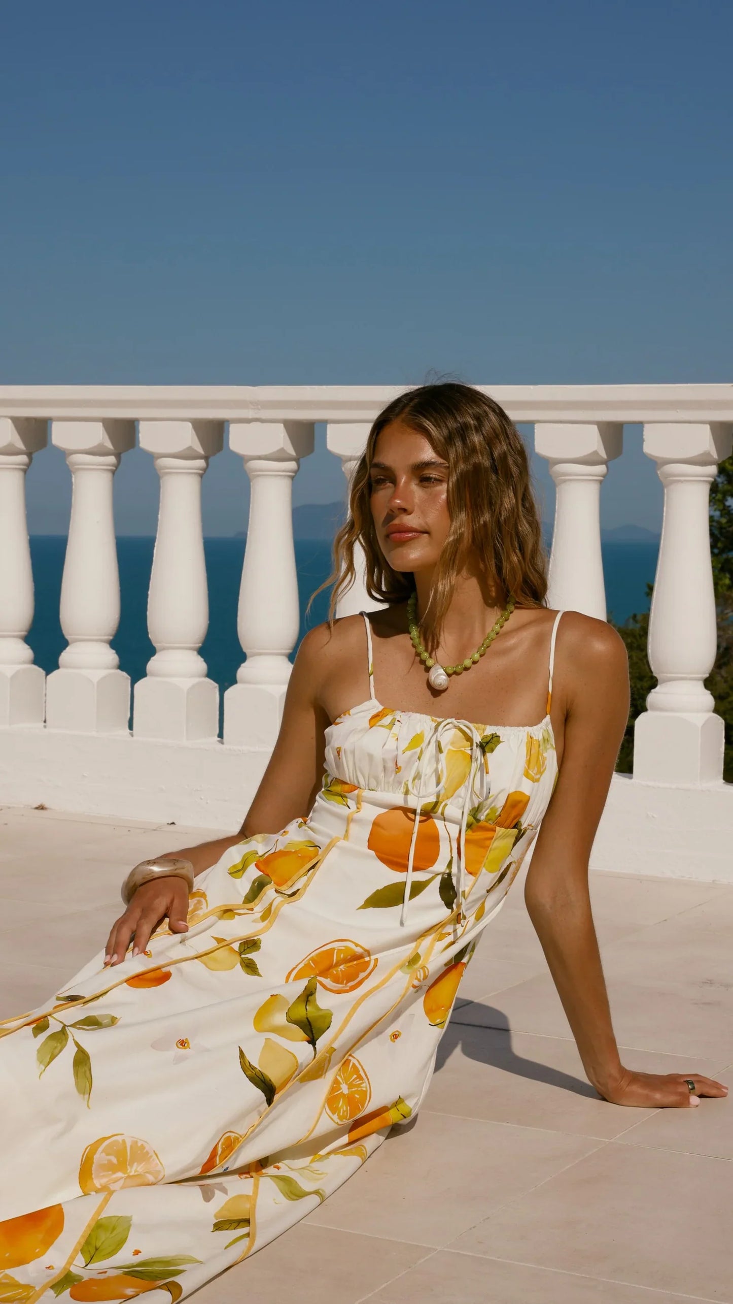 LEMON ORANGE PRINT MAXI DRESS
