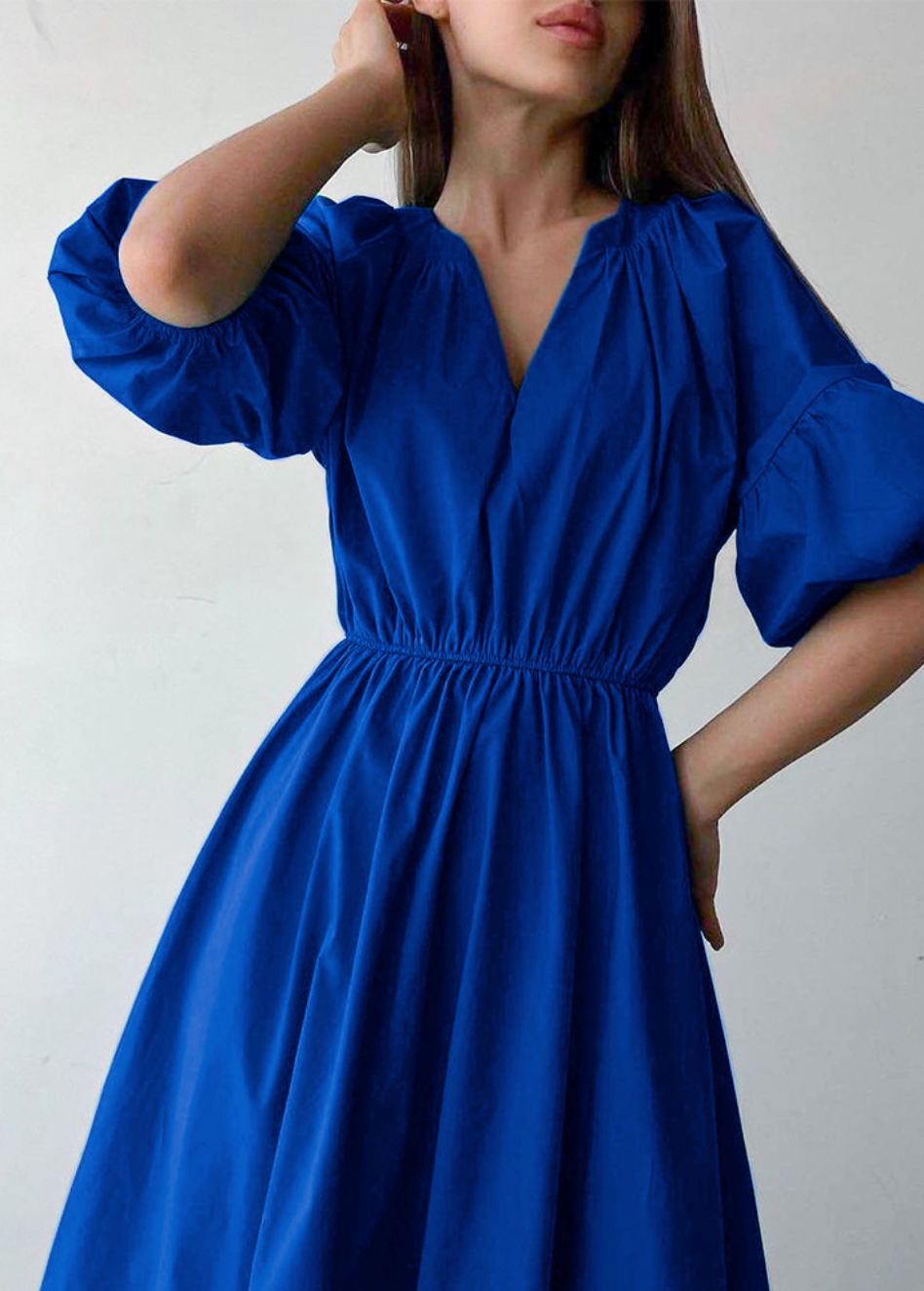 SUMMER COTTON PUFF SLEEVE MAXI DRESS