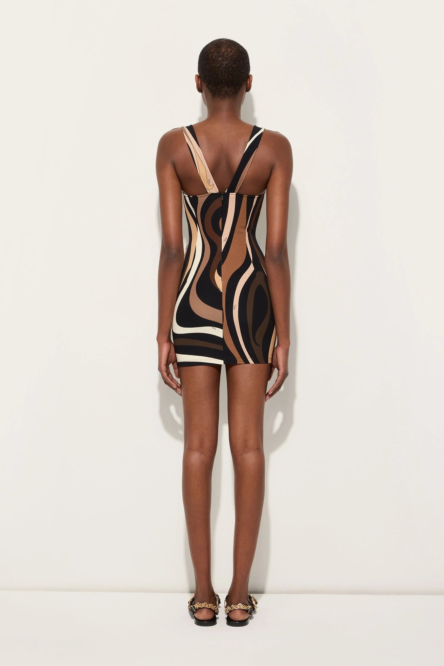 CHOCOLATE ABSTRACT PRINT DRESS