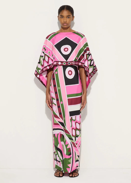 SIMONE PINK GRAPHIC MAXI DRESS