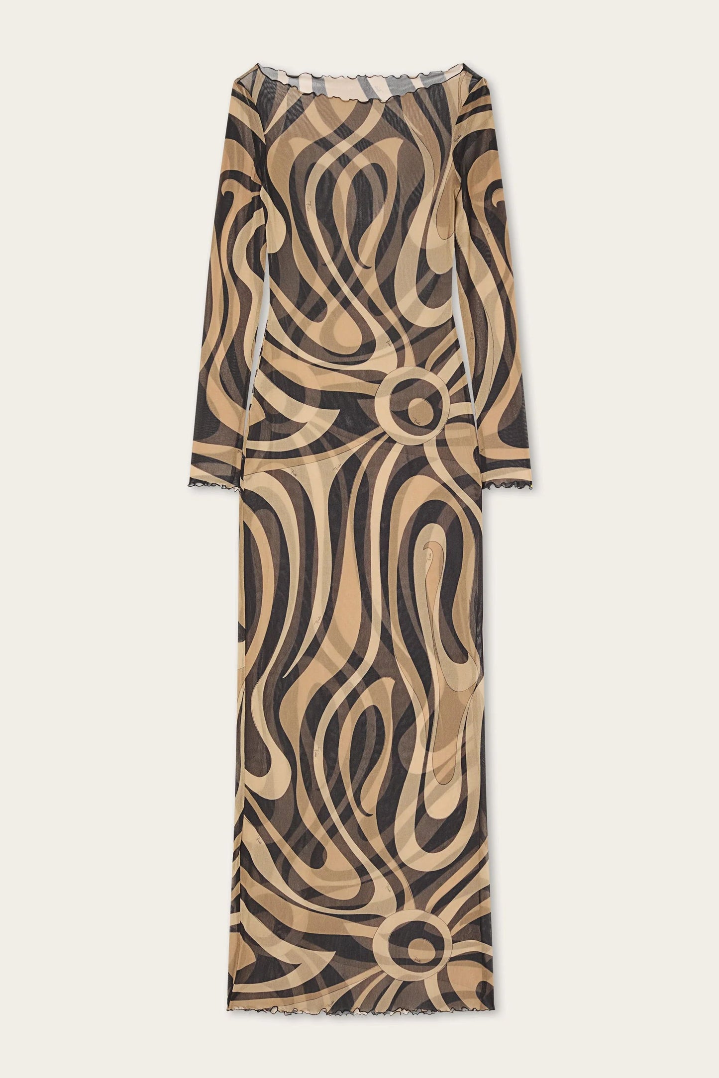 BROWN BEIGE PRINT MAXI DRESS