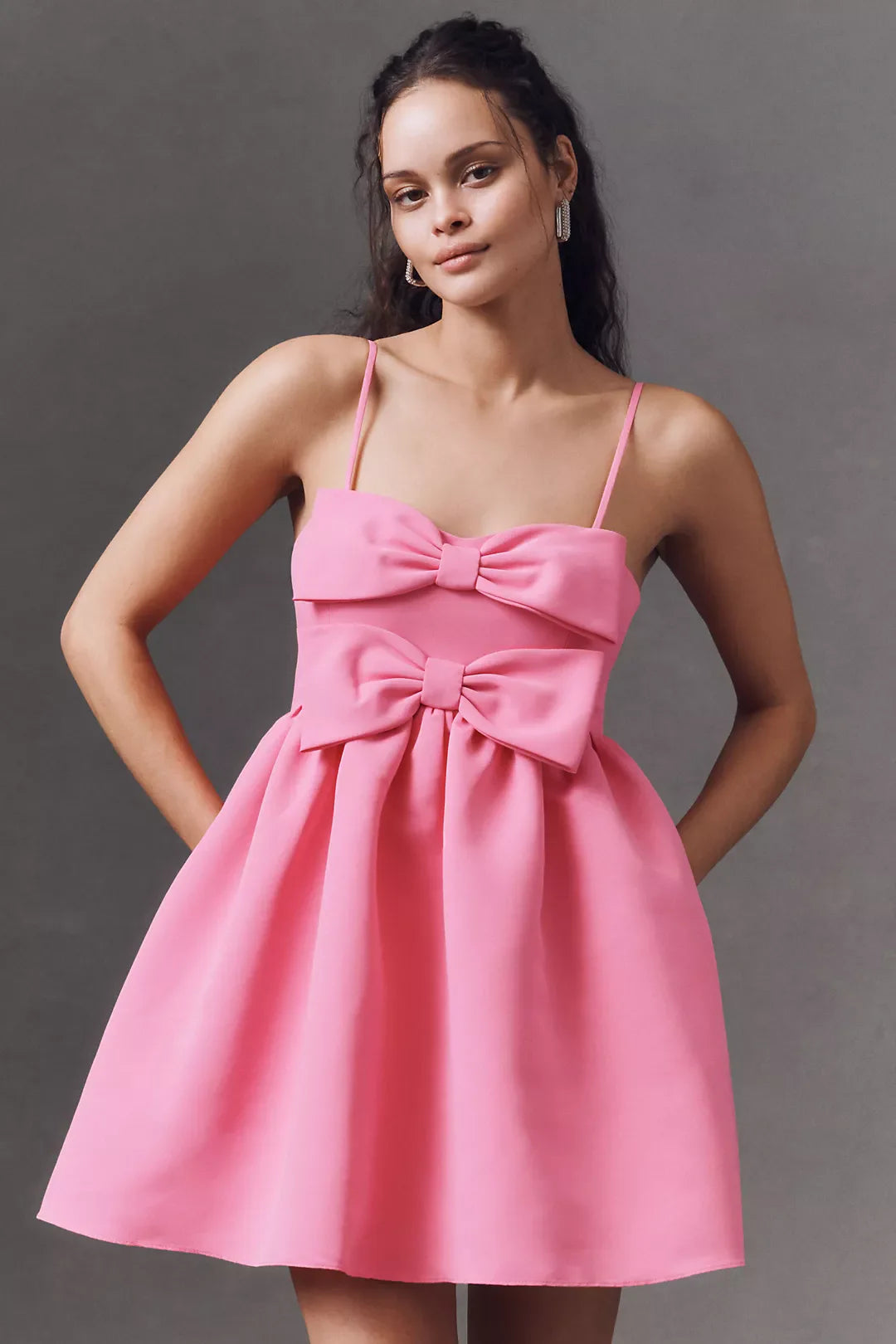 BOW  PINK  FLARE DRESS