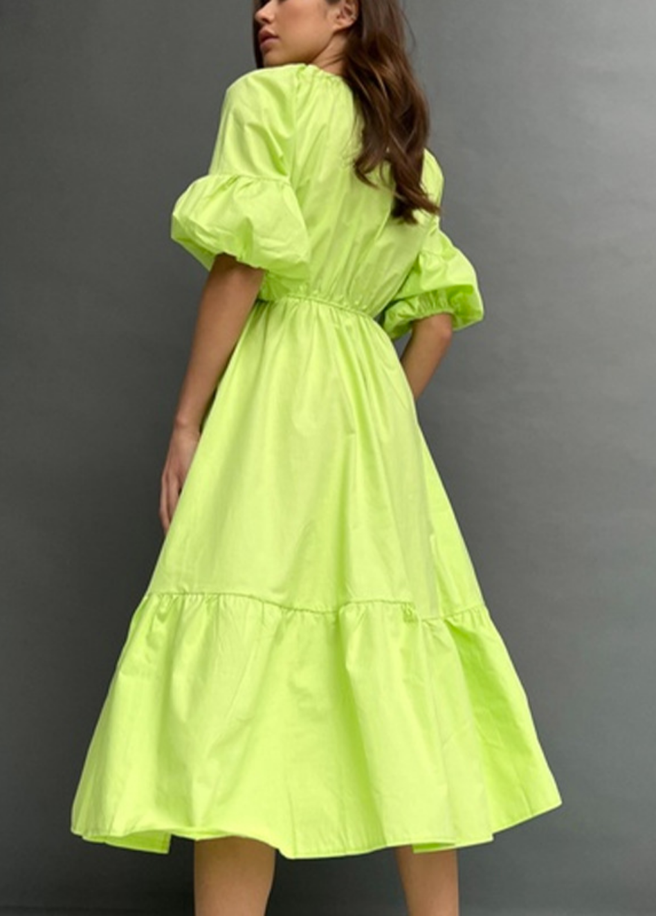 SUMMER COTTON PUFF SLEEVE MAXI DRESS