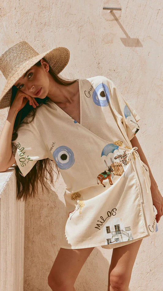 GREECE ELVI WRAP DRESS