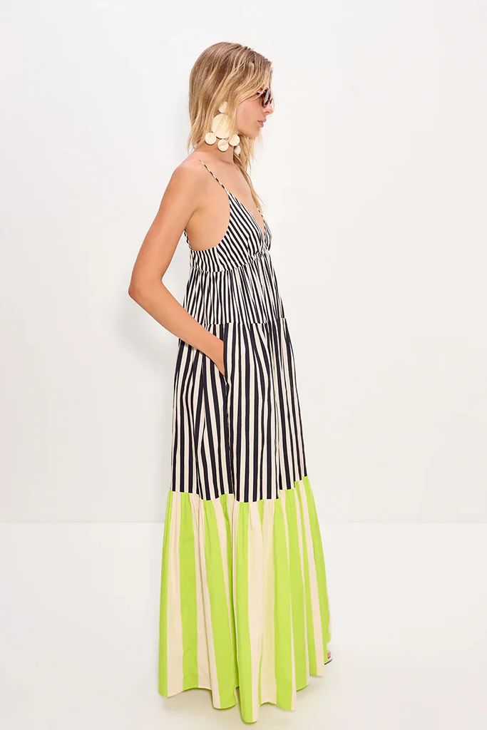 STRIPED FLARE MAXI DRESS