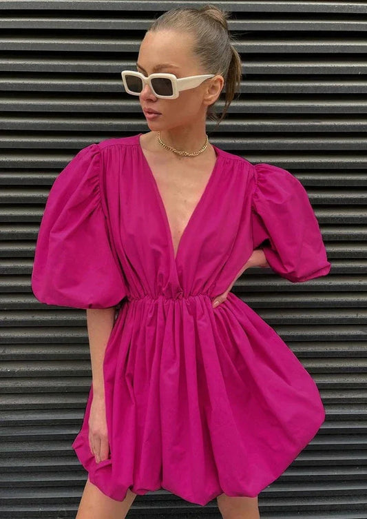 PUFF SLEEVE BUD DRESS