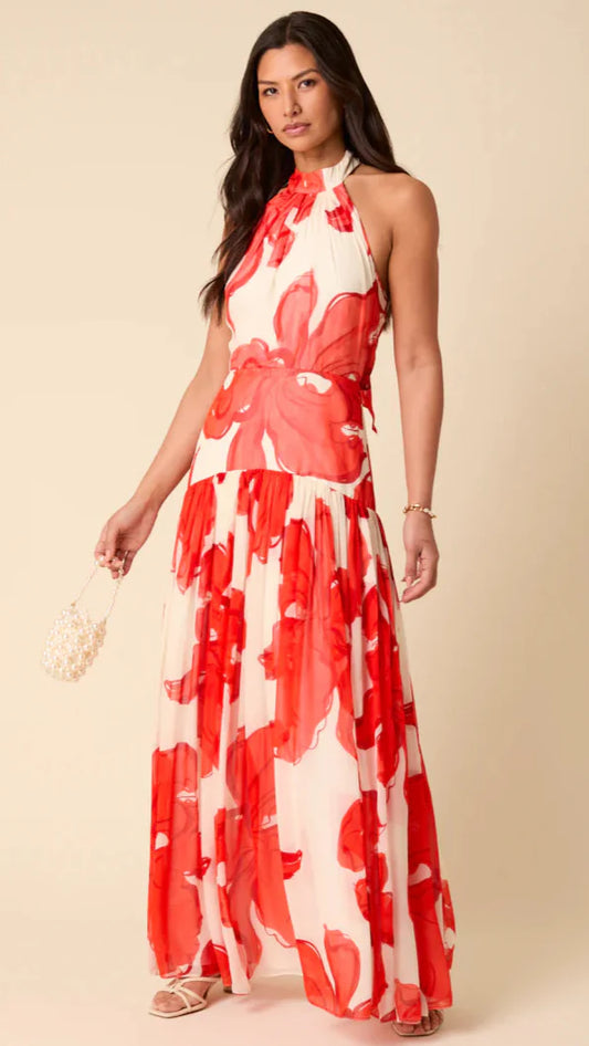 RED FLORAL ALICE DRESS