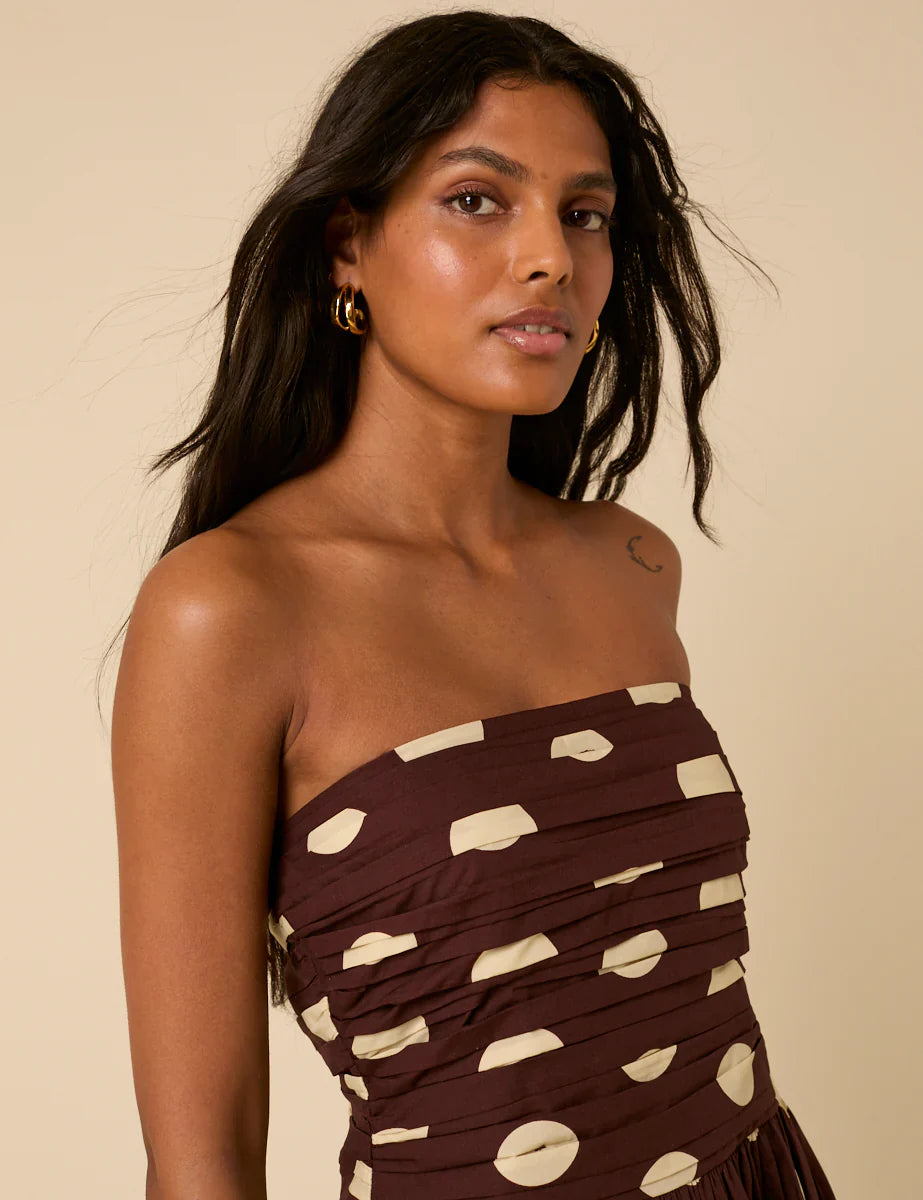 BROWN POLKA DOTS BUBBLE DRESS