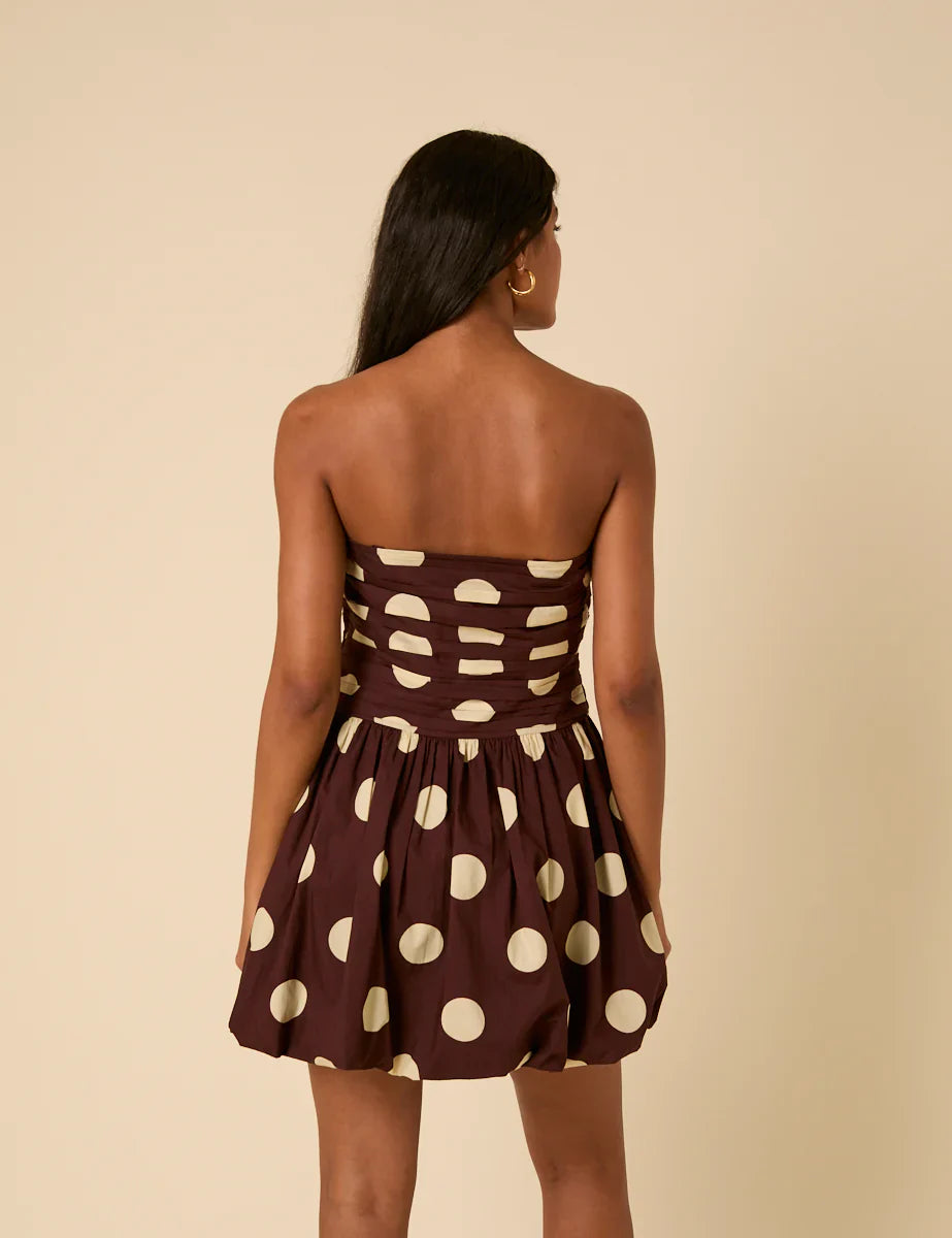 BROWN POLKA DOTS BUBBLE DRESS