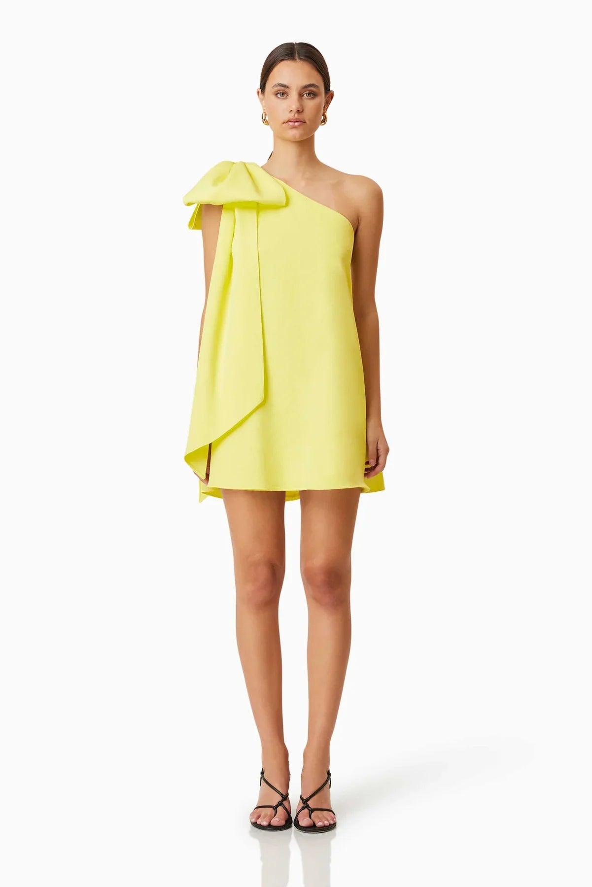 BOW ONE SHOULDER BUTTER YELLOW DRESS