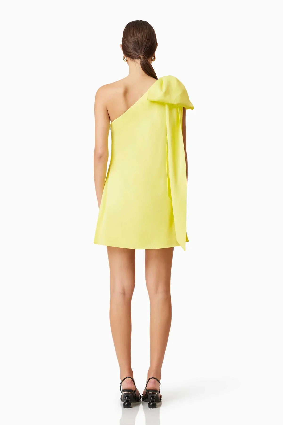 BOW ONE SHOULDER BUTTER YELLOW DRESS