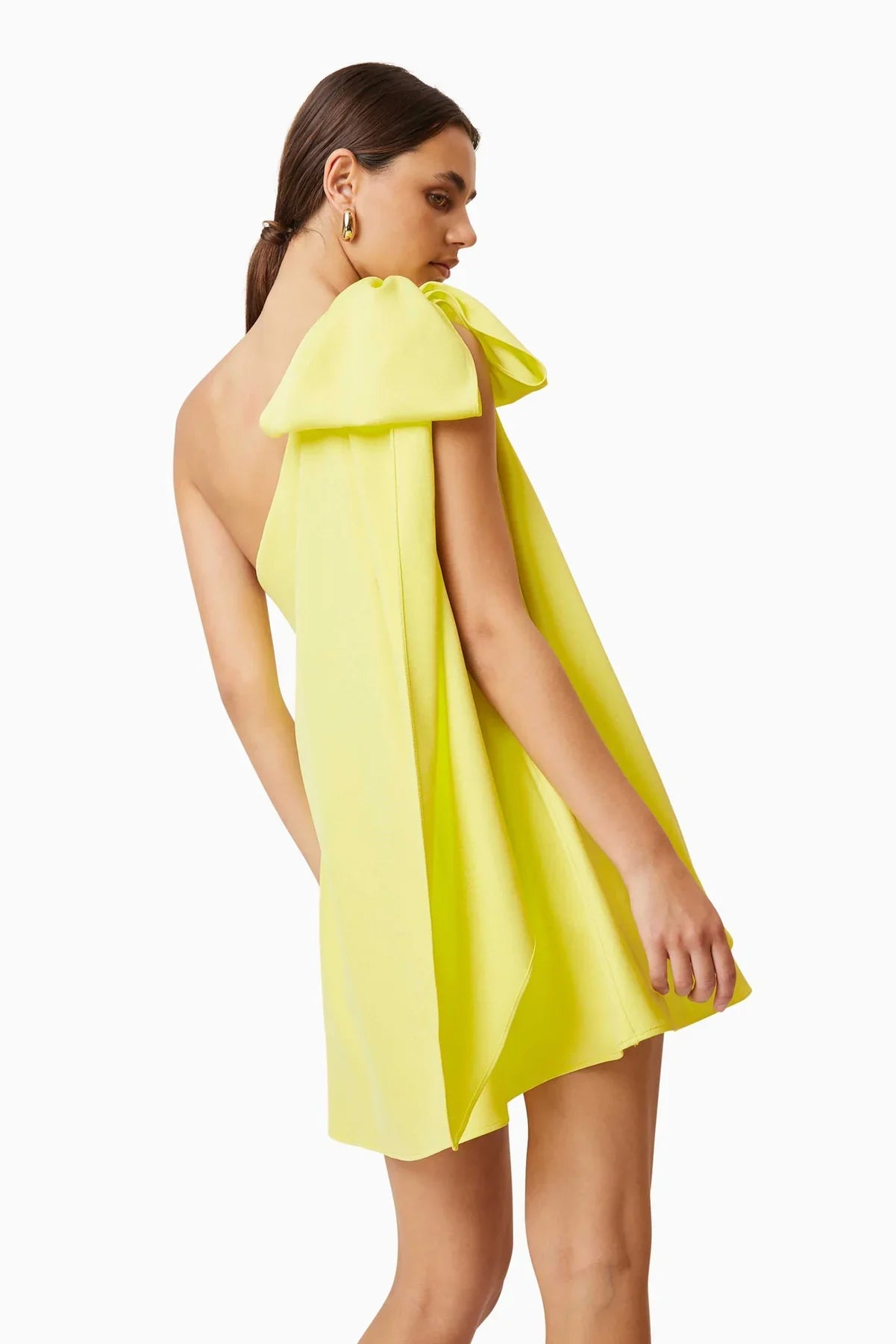 BOW ONE SHOULDER BUTTER YELLOW DRESS