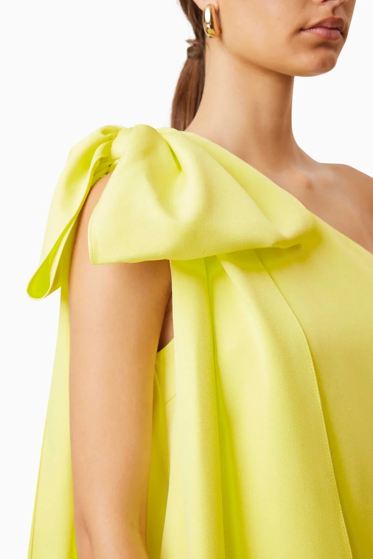BOW ONE SHOULDER BUTTER YELLOW DRESS
