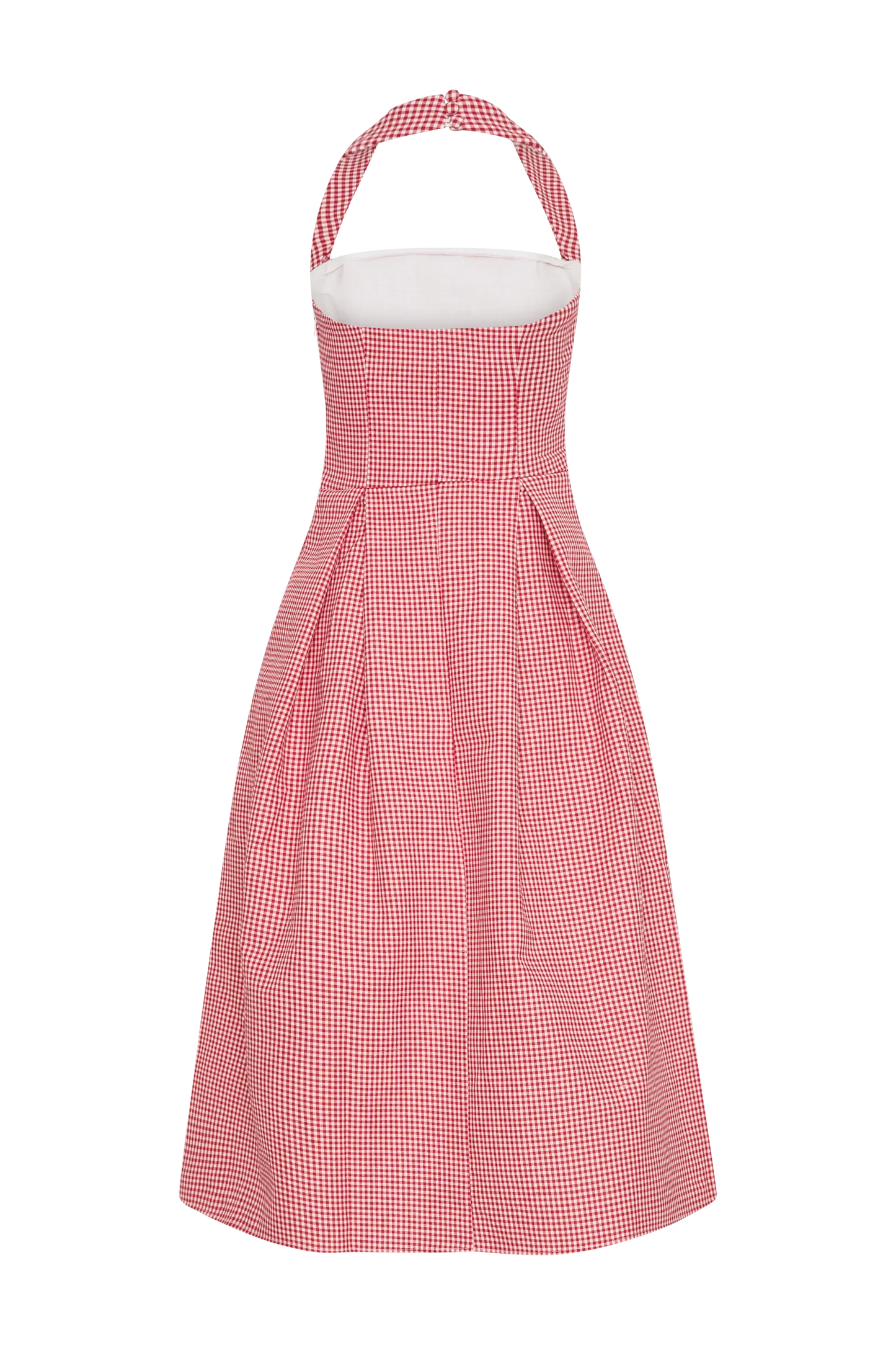 GINGHAM PRINT RED COTTON DRESS