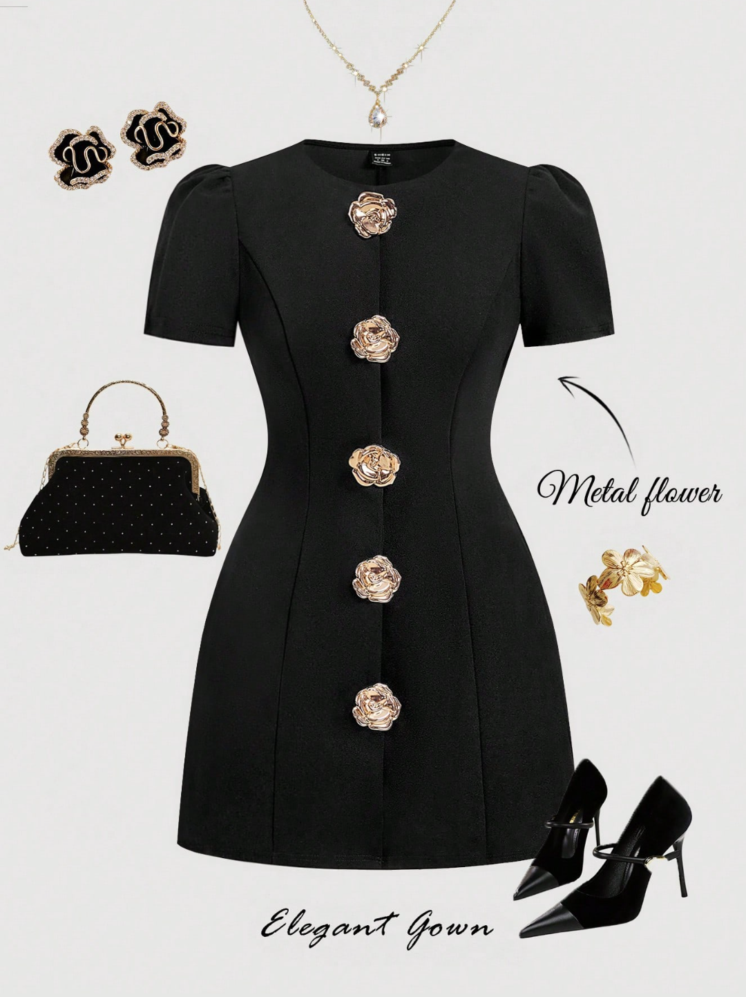 METAL ROSE LITTLE BLACK DRESS