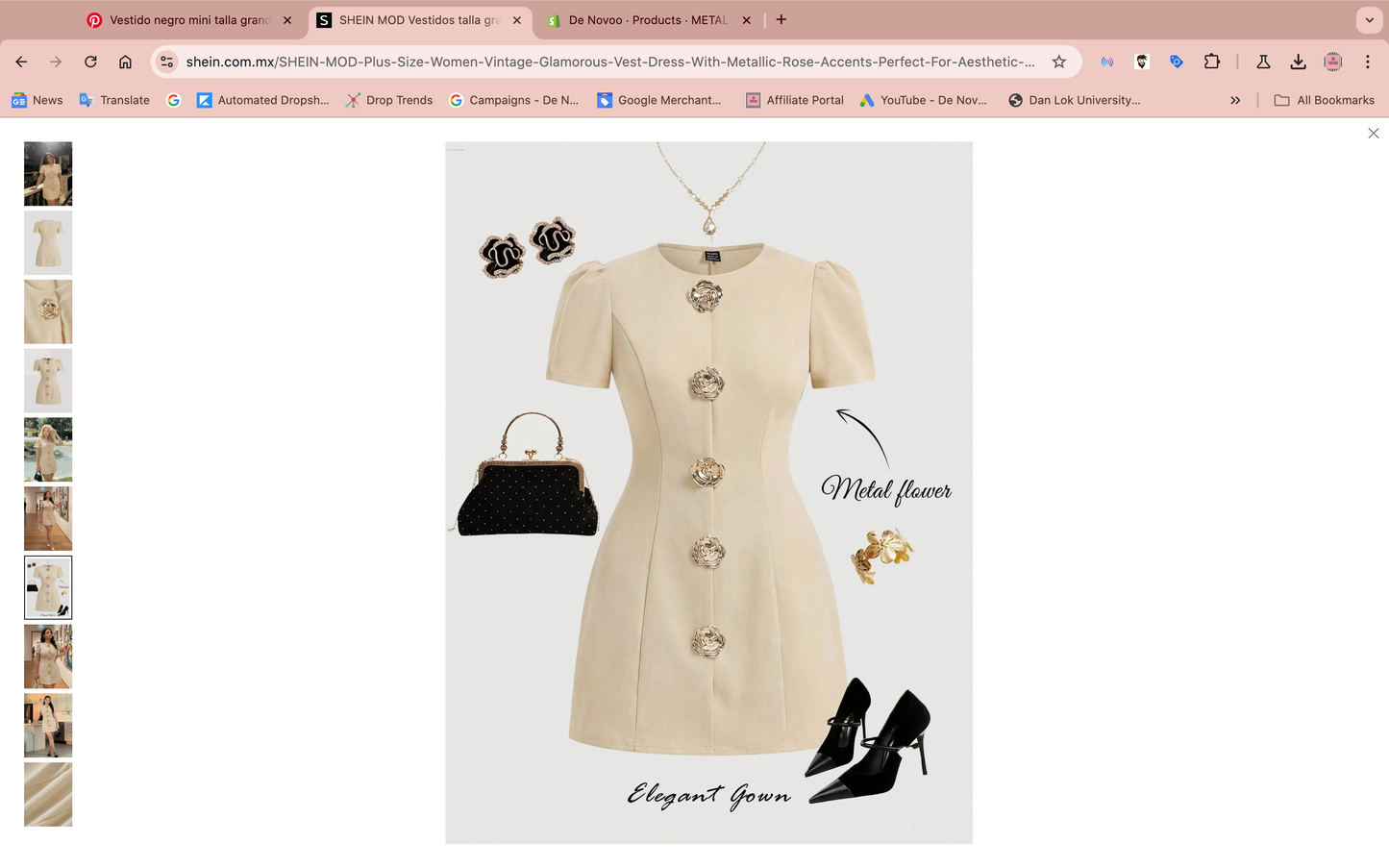 METAL ROSE LITTLE BLACK DRESS