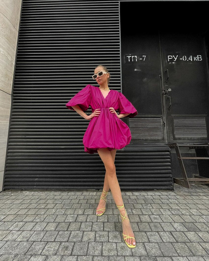 PUFF SLEEVE BUD DRESS