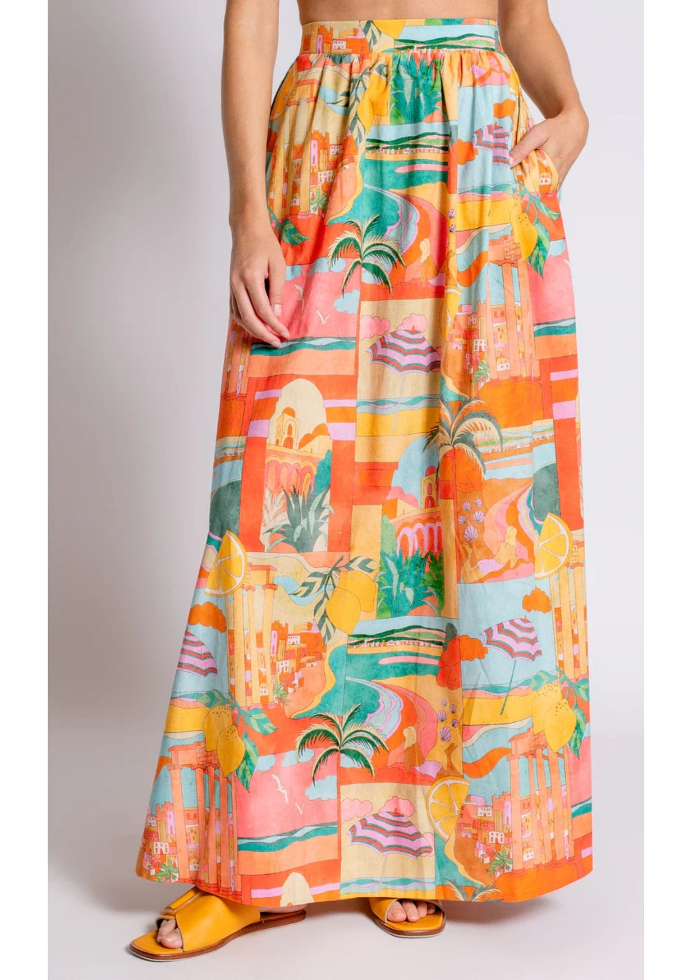 MULTICOLOR BUBBLE PRINT MAXI SKIRT