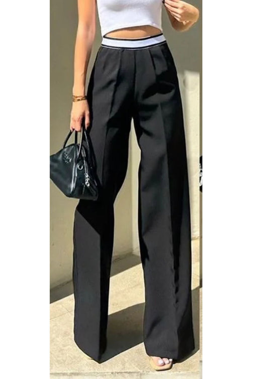 WAISTBAND BLACK FLARED TROUSER