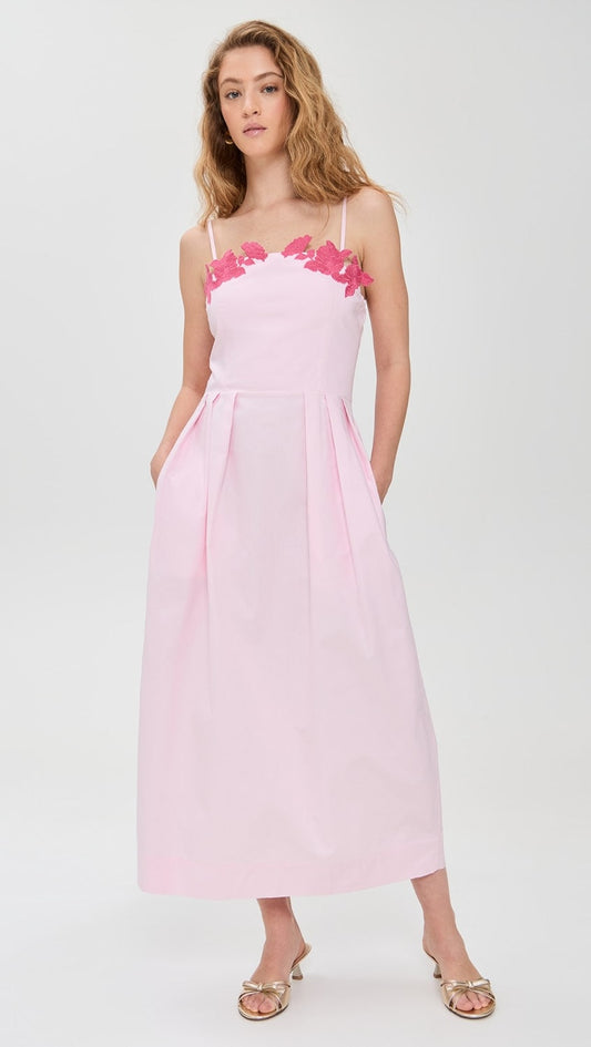 PINK ROSE EMBROIDERED MAXI DRESS