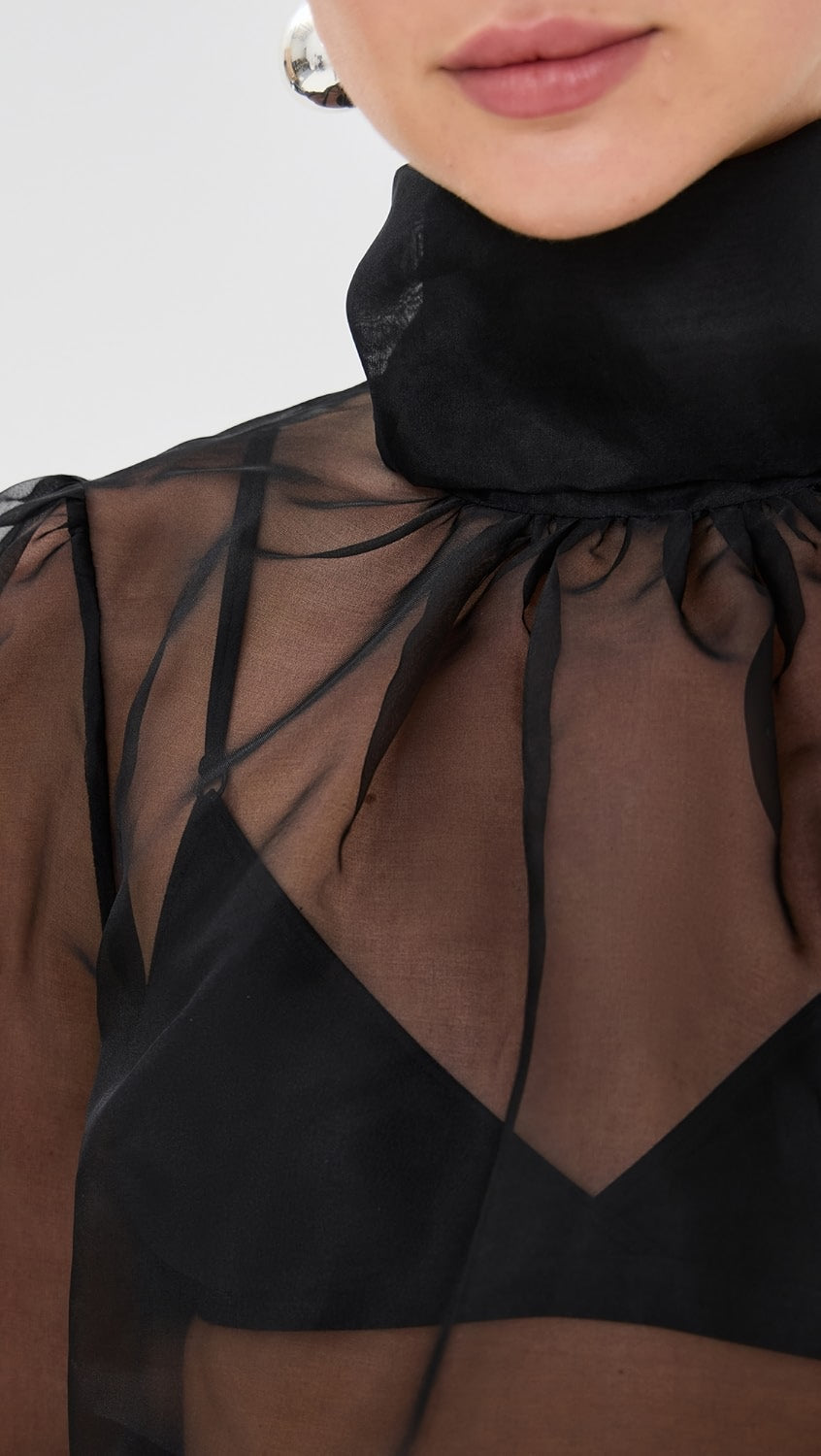 BLACK ORGANZA TOP