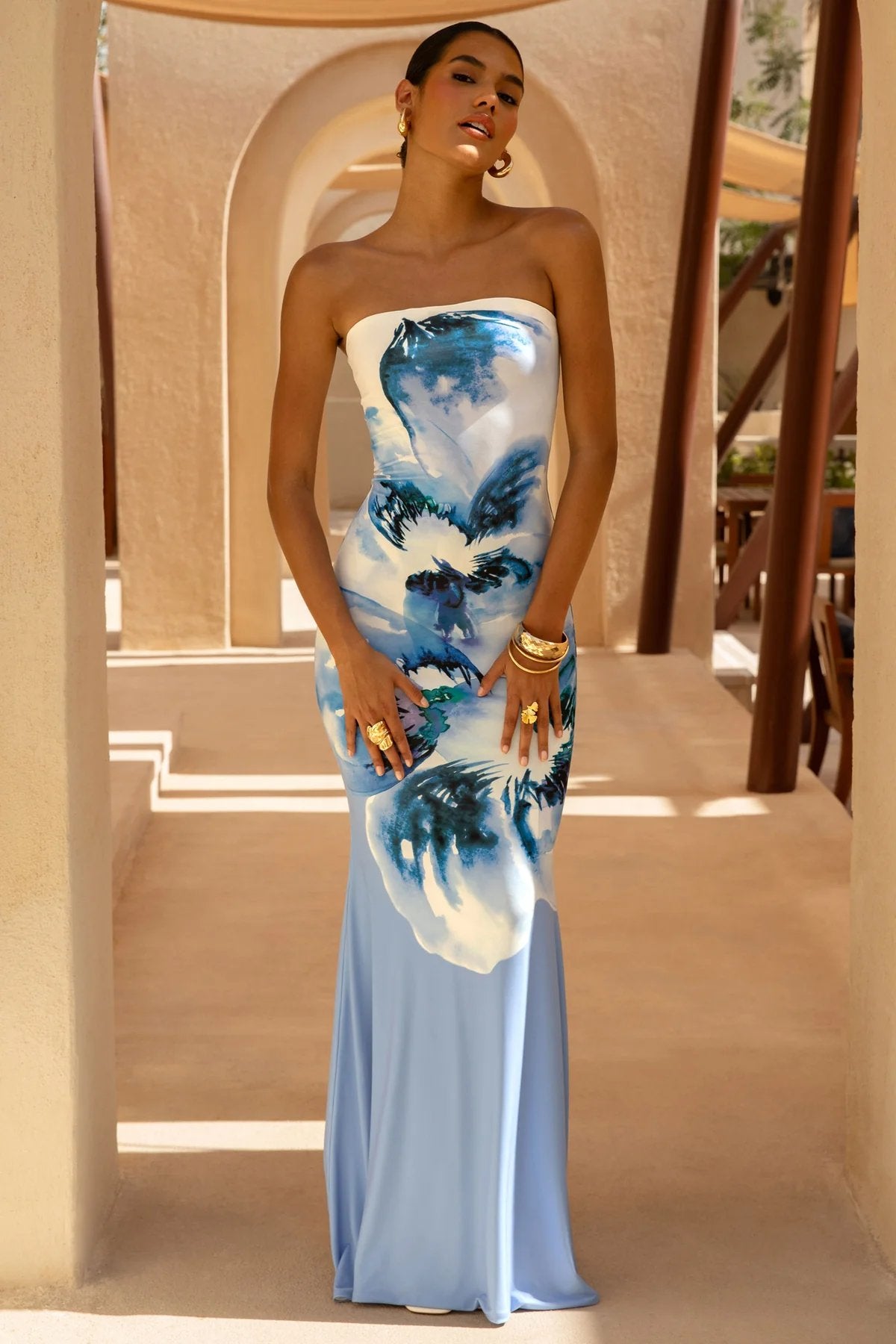 INK TIDE MAXI DRESS
