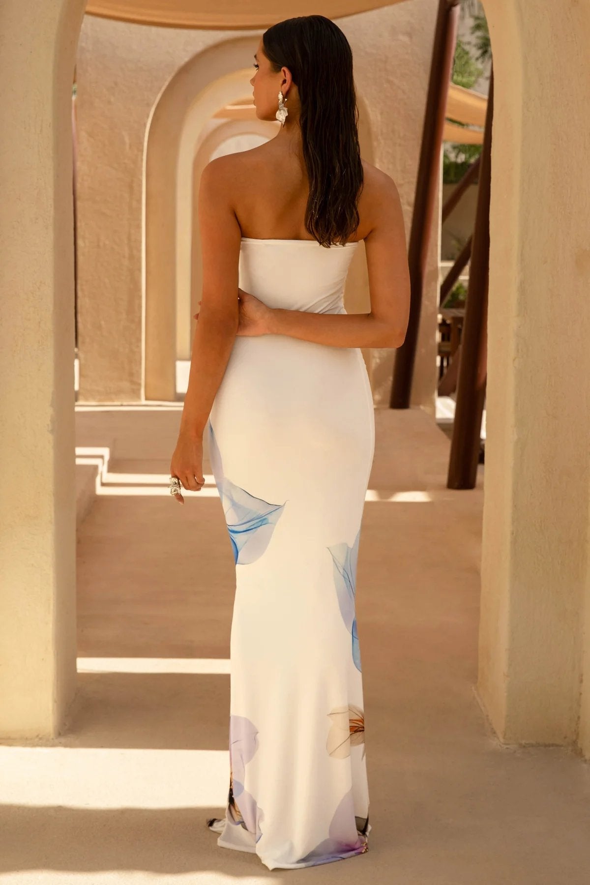 LUNA BLUE PETAL MAXI DRESS